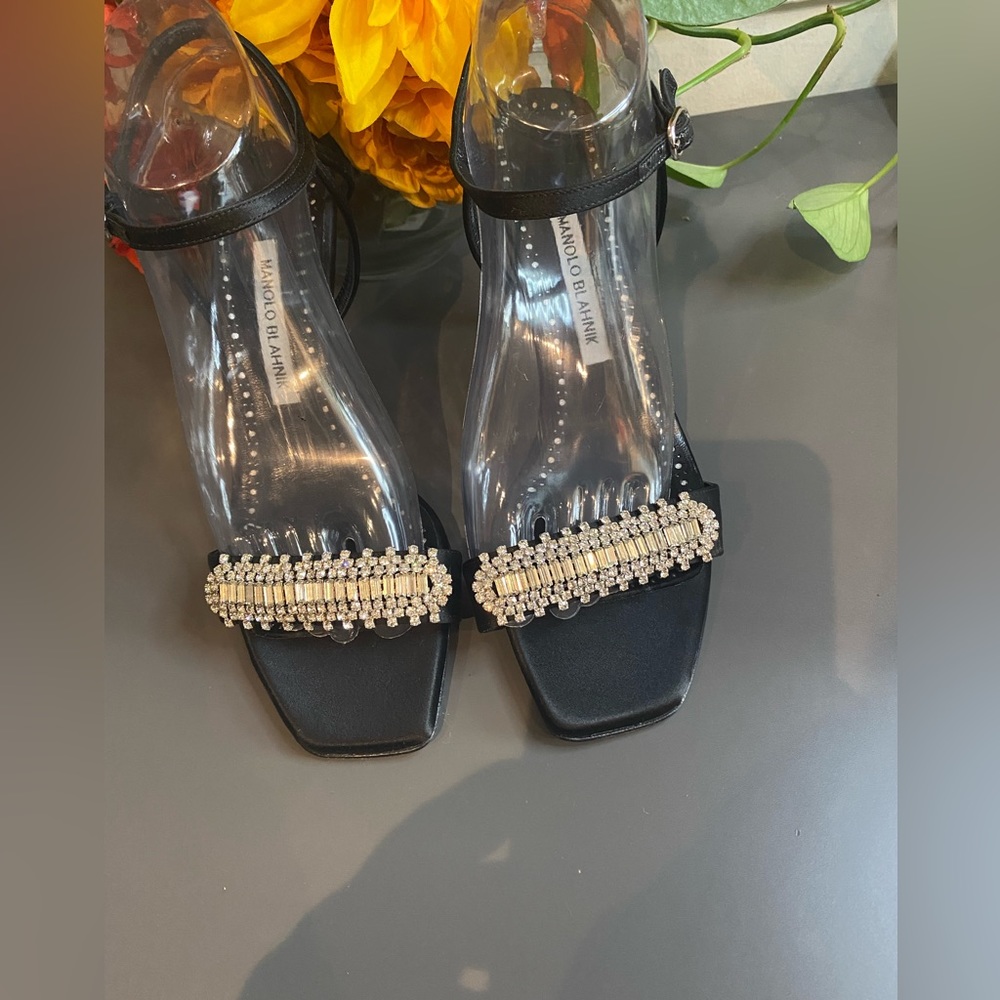 Manolo Blahnik Crystal Embellished Sandals